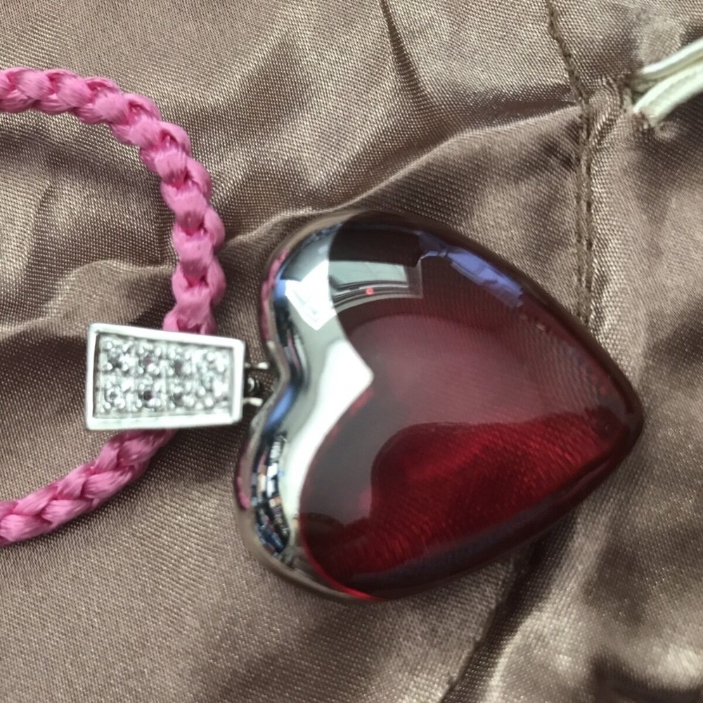 Angelique de Paris Silver Red Resin Heart Necklace